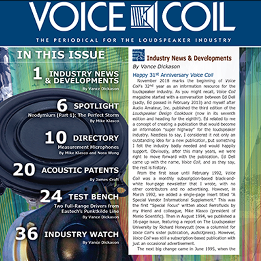 PUNKTKILDE 全频喇叭单体登上了 Voice Coil十一月刊