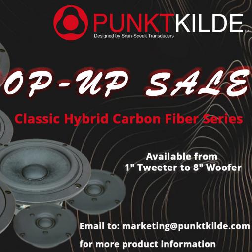 Punktkilde_Carbon-Fiber-Series_Pop-up- Sale_poster_1inch_4inch_5.25inch_8inch_tweeter_woofer