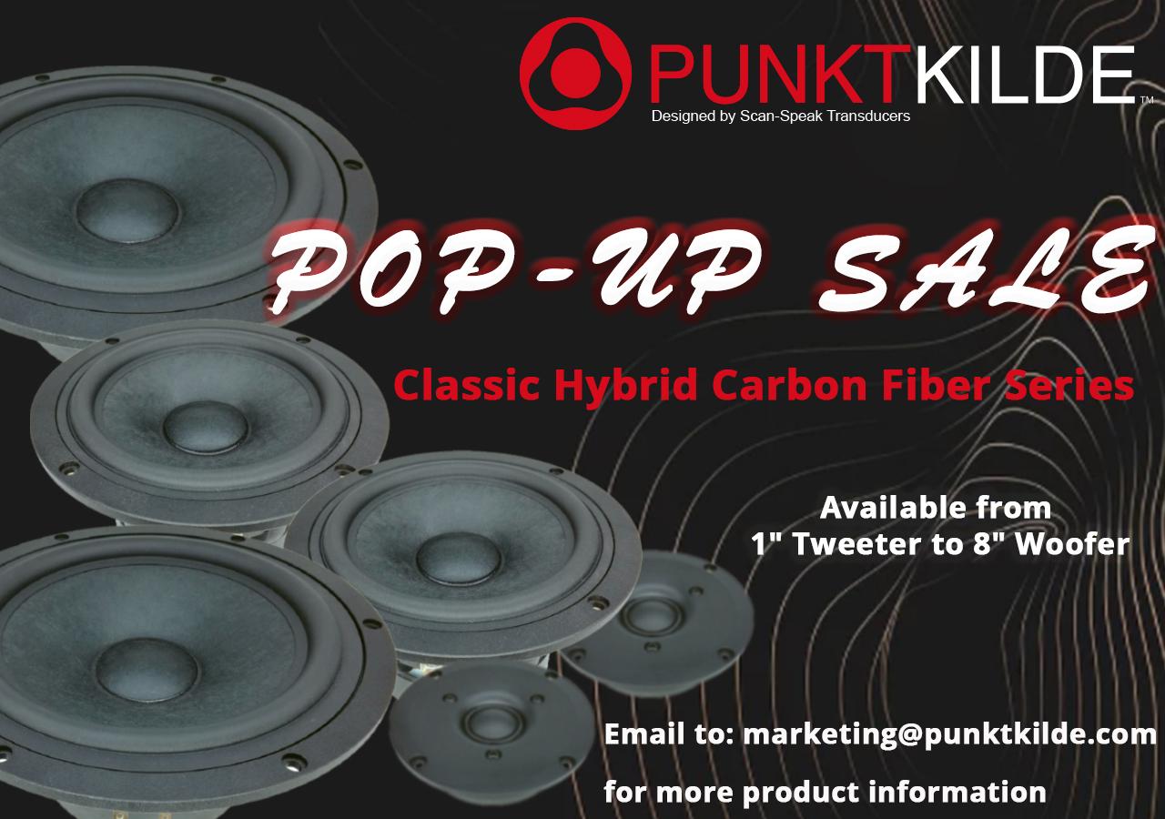 Punktkilde_Carbon-Fiber-Series_Pop-up- Sale_poster_1inch_4inch_5.25inch_8inch_tweeter_woofer